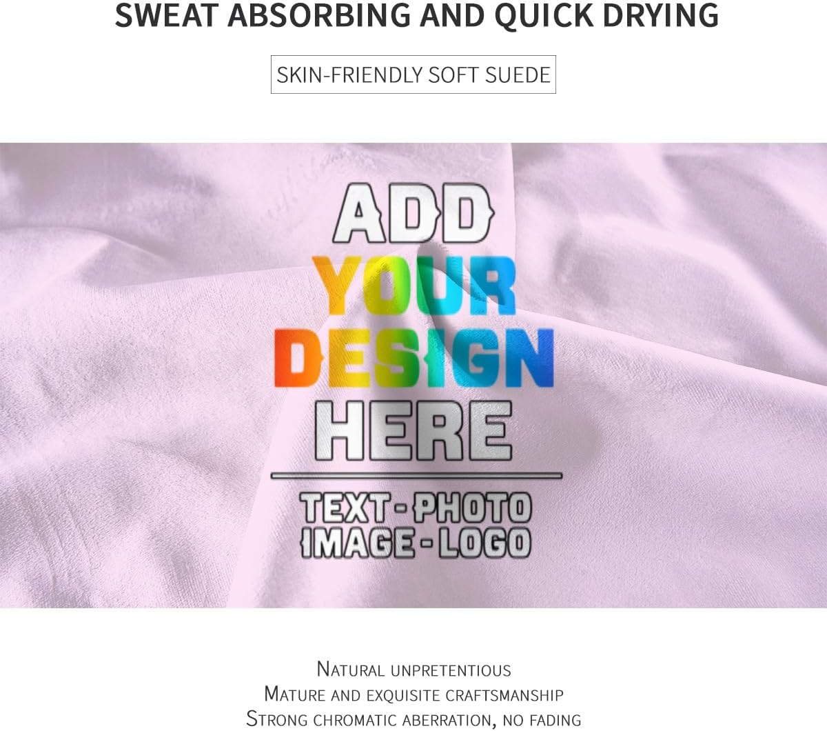 Custom Yoga Towel,Personalized Soft Towels Add Your Design Beach Towel with Picture Text Logo Name for Home Outdoor Sports Gym Yoga Light Pink