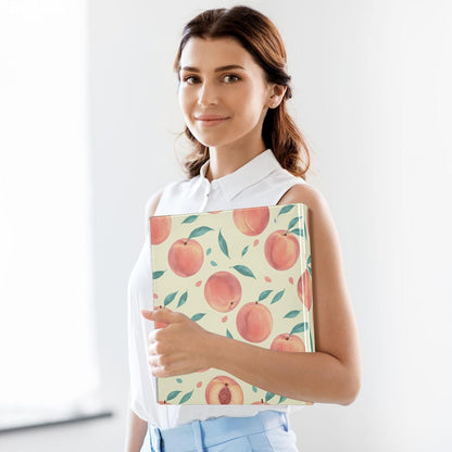 3 Ring Binder Pastel Color Peach Fruit 1.5 inch Binders Three Ring Binders with Clipboard Fit 8.5'' x 11'' Paper 3 Interior PVC Clear Pockets for Office Supplies