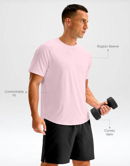Soothfeel Mens Workout Shirts Quick Dry Athletic Running T-Shirts Short Sleeve Cooling Moisture Wicking Gym Active Tee Tops