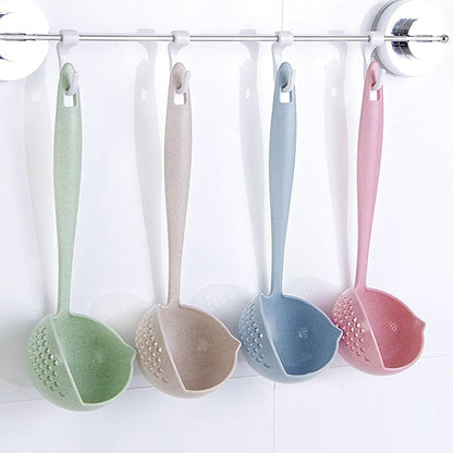 Ladle Spoon with Filter Strainer-2 in 1 Soup Ladle for Easy Serving of Soup, Stew, Gravy,Strainer Separates Liquids from Solids (Pink)