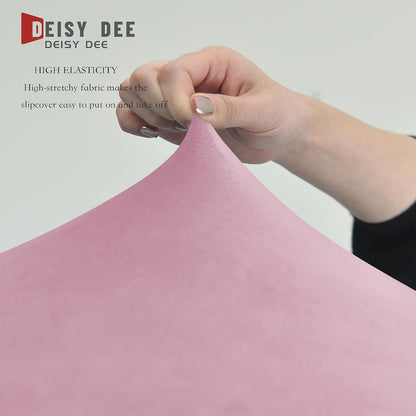 Deisy Dee Stretch XL/Oversized Extra Large Velvet Dining Room Chair Covers for Kitchen Dining，Removable Washable Chair Protectors Slipcovers (Pink, 4)