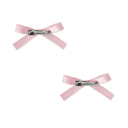 2.5 Inch Small Satin Hair Bows - Set of 2 (Light Pink)