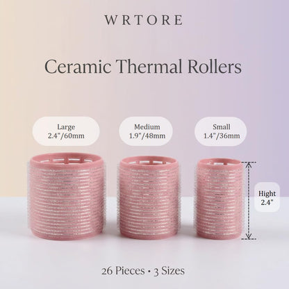 18 pcs Thermal Hair Rollers,Ceramic Thermal Hair Rollers Curlers for Blowout Look Long Hair Volume,Jumbo Self Grip Rollers Hair Curlers for Long Short for Women(Pink)