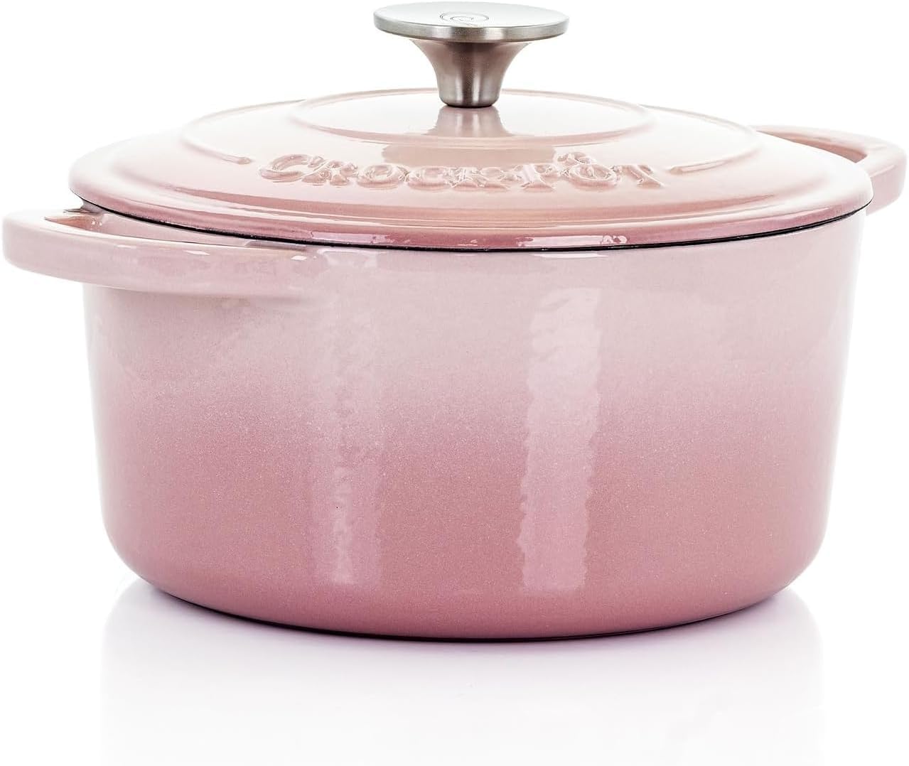 3 Quart Enameled Cast Iron Dutch Oven with Lid – Round Mini Casserole Pot with Self-Basting Cover & Stainless Steel Knob, Even Heat Distribution for Braising, Baking & Simmering (Pink, 3 Quart)