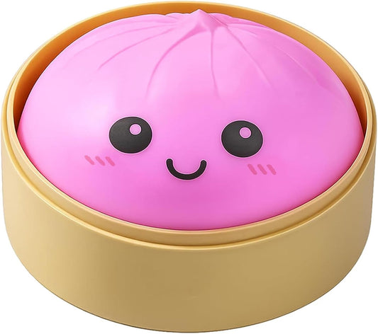 Dumpling Squishy, Mystery Dumplings Squishy, Sensory Squeeze Toy for Stress Relief, Soft Squeeze Decompression Dough for Adults Classroom Prizes & Party Favors (Pink)