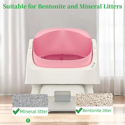 Self Cleaning Litter Box, Open-Top Automatic Cat Litter Box, with 10L Large Waste Container, Easy Maintenance, Bright Pink