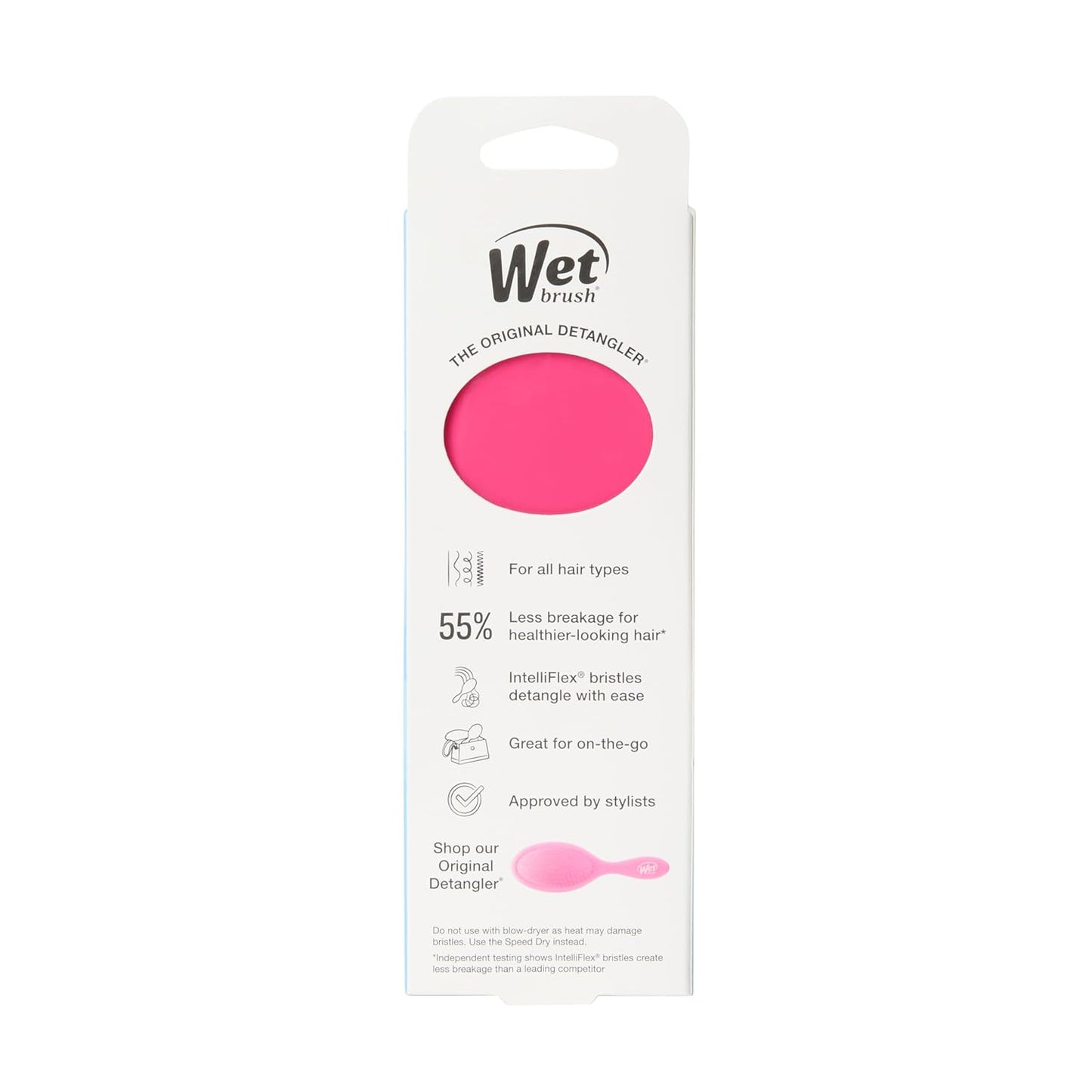 Wet Brush Mini Detangler Hair Brush, Pink - Detangling Travel Hair Brush - Ultra-Soft IntelliFlex Bristles Glide Through Tangles with Ease - Pain-Free - All Hair Types