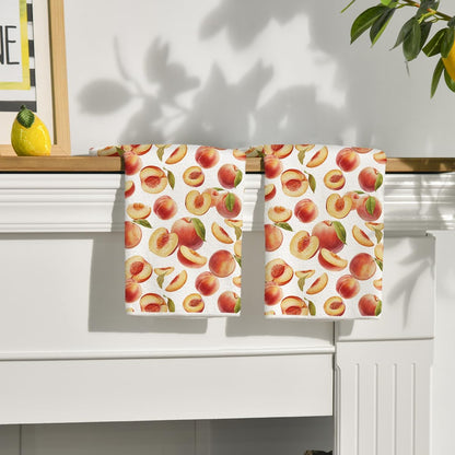 Artoid Mode Peach Juicy Sweet Fruits Summer Kitchen Towels Dish Towels, 18x26 Inch Farmhouse Decoration Cleaning Set of 2