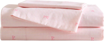 Laura Ashley Kids - Queen Sheet Set, Soft & Wrinkle-Resistant Toddler Bedding Set, Deep Pockets, Girl Bed Sheets with Matching Fitted Sheet & Pillowcases (Tiny Bows Pink)