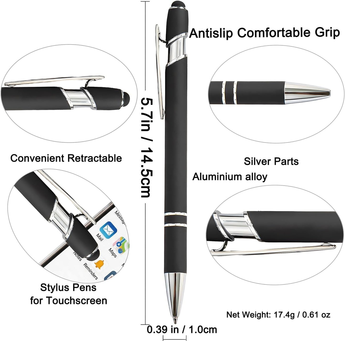 Personalized Pens with Name Text Logo Custom Ballpoint Pen for Business Office Events with Stylus for Touchscreen 50 Pcs Peach