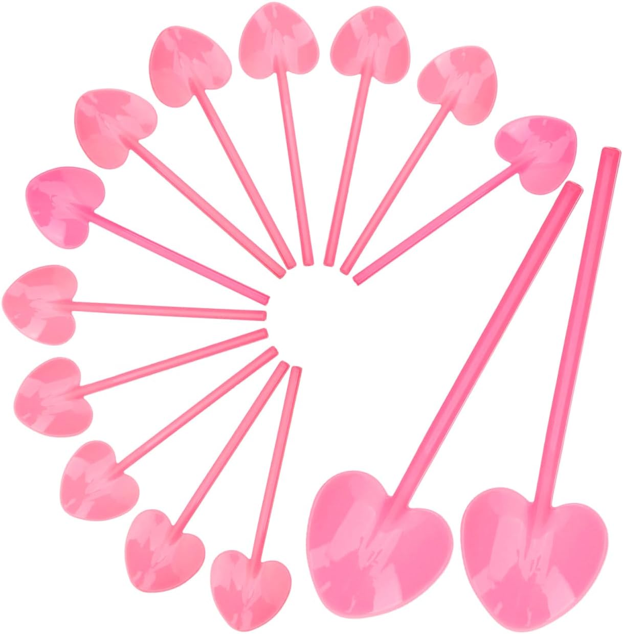 100Pcs Disposable Ice Cream Spoons Bulk Cute Pink Heart Shape Dessert Spoons Cake Pudding Plastic Silverware Party Tableware