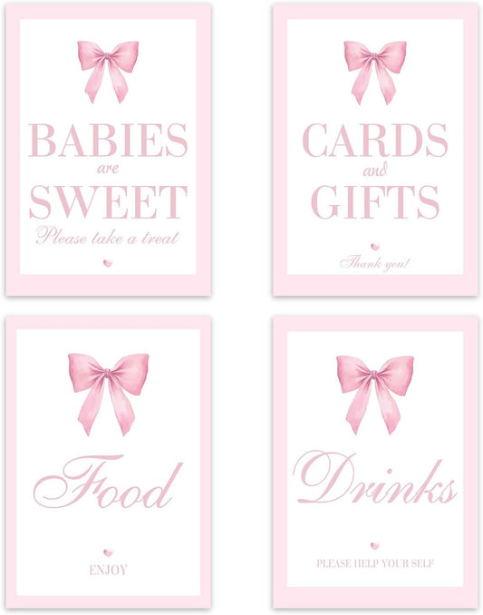 Pink Bow Baby Shower Decorations, Baby Shower Games, Pink Bow Enioy Gift and Gift Cards for Kids' Party, Birthday Party Decorations Bow Games Activity Party for Girl