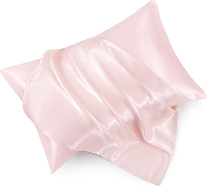 NA HommxJF 4PCS Blush Pink Satin Sheets Queen Size Silky Sheets Sets Lightweight Soft Bedding Sets with 1 Flat Sheet+1 Deep Pocket Fitted Sheet+2 Pillowcases (Blush Pink, Queen)