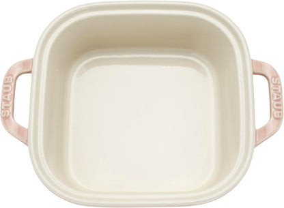Staub Ceramic 4-pc Baking Pans Set, Casserole Dish with Lid, Brownie Pan, Light Pink