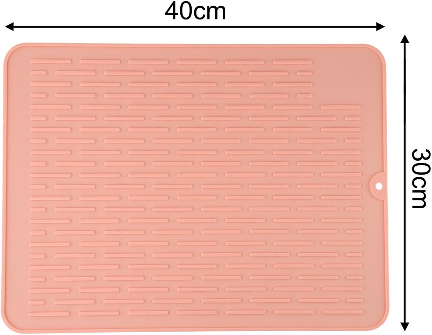 Silicone Dish Drying Mat for Kitchen Counter, Non-Slip Sink Liner with Raised Stripes, Heat Resistant & Easy to Clean, Large 15.75x11.81 Inch Draining Pad(Pink)