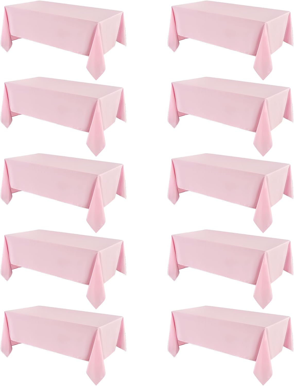 VidaFete Tablecloth 10 Pack 90 * 132inch Rectangle Table Cloth Polyester, Stain Wrinkle Resistant Polyester Dining Table Cover for Kitchen Dinning Party Wedding Rectangular Buffet Decoration(Pink)