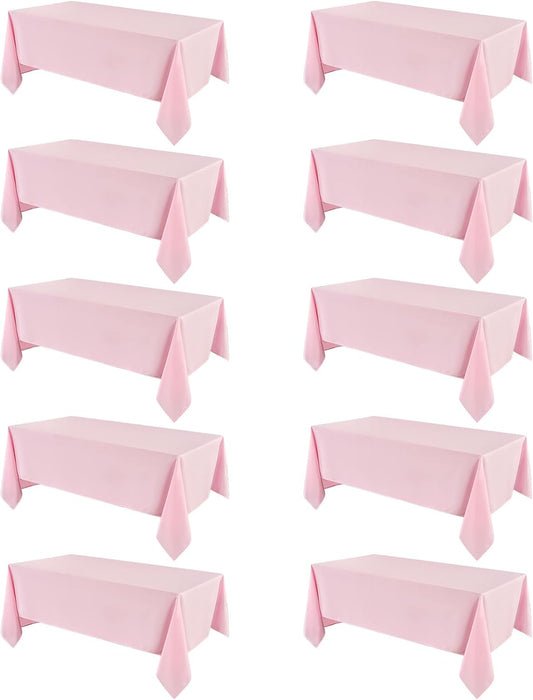 VidaFete Tablecloth 10 Pack 90 * 132inch Rectangle Table Cloth Polyester, Stain Wrinkle Resistant Polyester Dining Table Cover for Kitchen Dinning Party Wedding Rectangular Buffet Decoration(Pink)