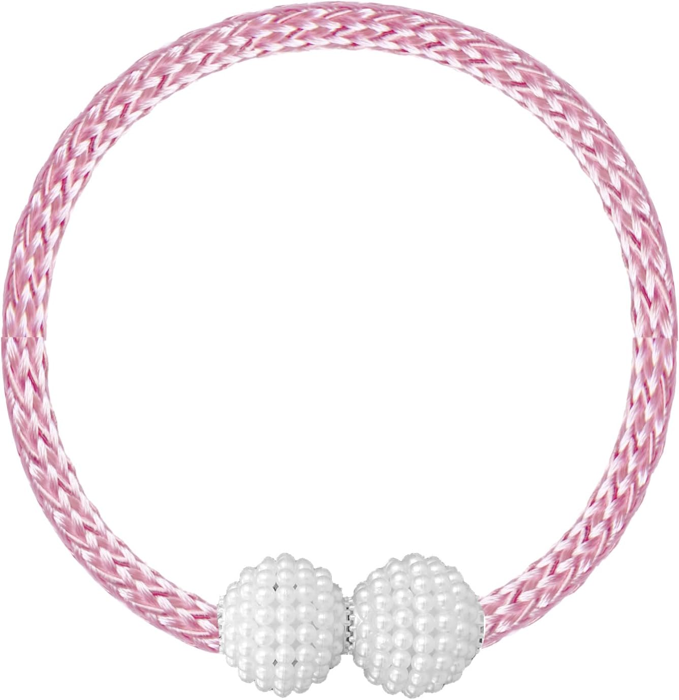 2 Curtain Tiebacks Holdbacks Magnetic Buckle Woven Tie Hold Back Clips Rope Holder Tieback Holdback Curtains Decoration Pearl Pink