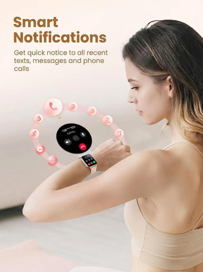 SKG Smart Watch for Women, Fitness Tracker with 5ATM Swimming Waterproof, Sleep Monitor, 1.7'' Touch Screen Smartwatch Fitness Watch for Android-iPhone iOS,V7 Pink