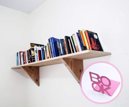Book Ends - Decorative Metal Book Ends Supports for Bookrack Desk,Books, Unique Appearance Design,Heavy Duty (Pink, 2 Pair)