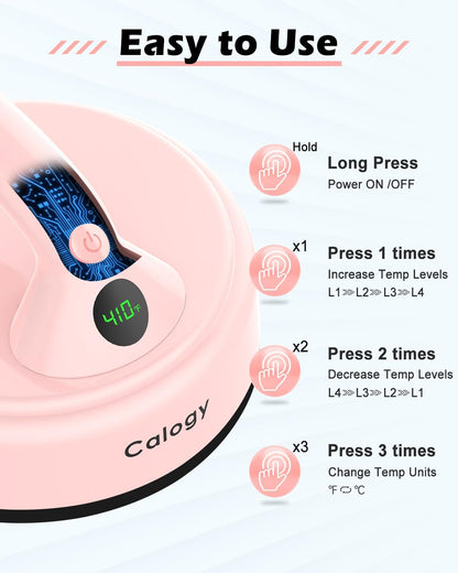 Calogy Mini Heat Press, Small Round Heat Press Machine 5" Diameter, Portable Iron 4 Levels Temp Max 410℉ for Heating Transfer Sublimation Crafts, DIY Coaster, Bag, Pillow, Ceramic (Baby Pink-5IN)