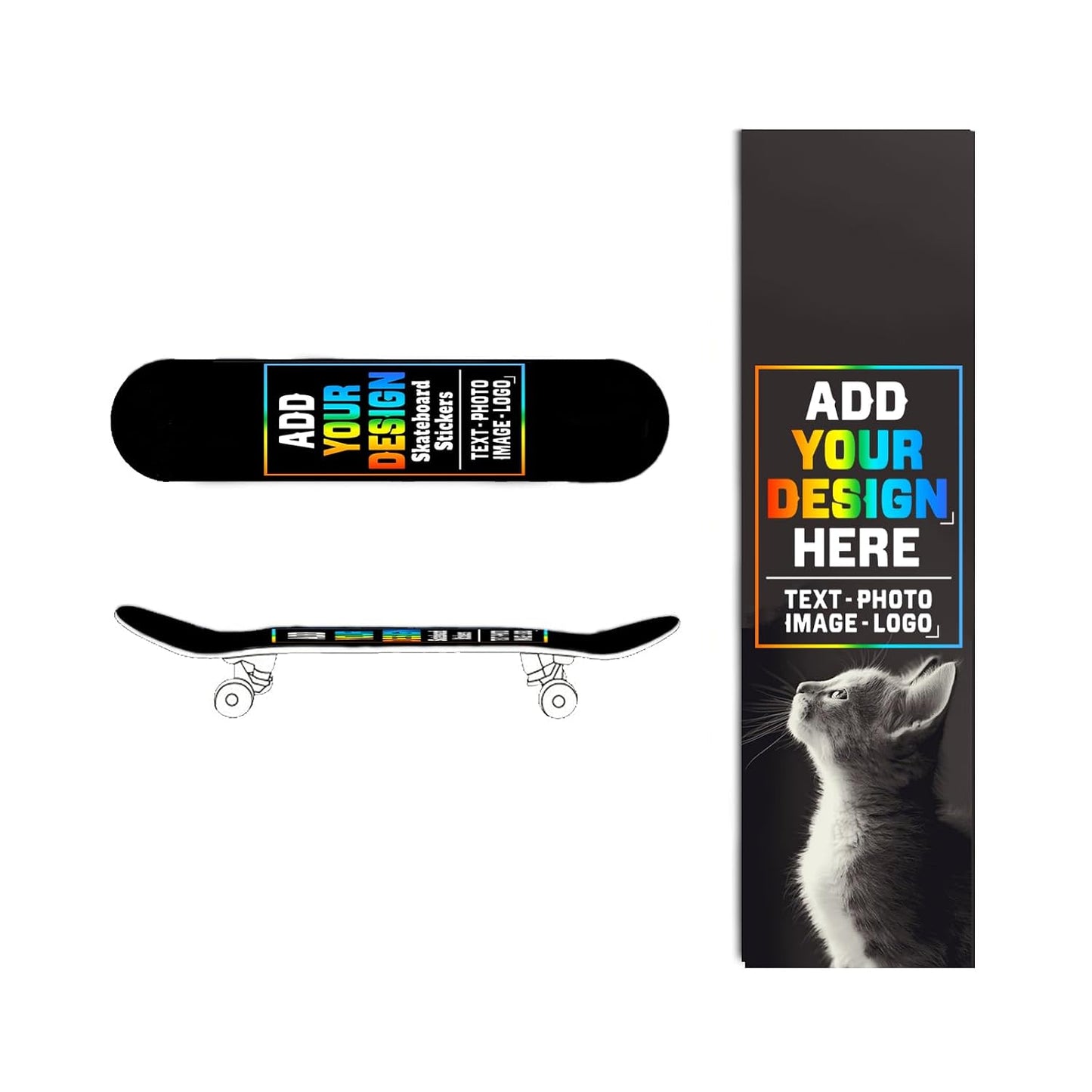 sophiehome Custom Personalized Customize Image/Logo Skateboard Sticker Upload Your Logo or Image Design Pink