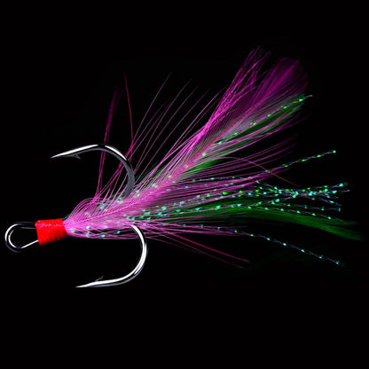 AMHDV Feather Fishing Hooks Strong Treble Hooks Size 2 4 6 8 10 (Pack of 20)