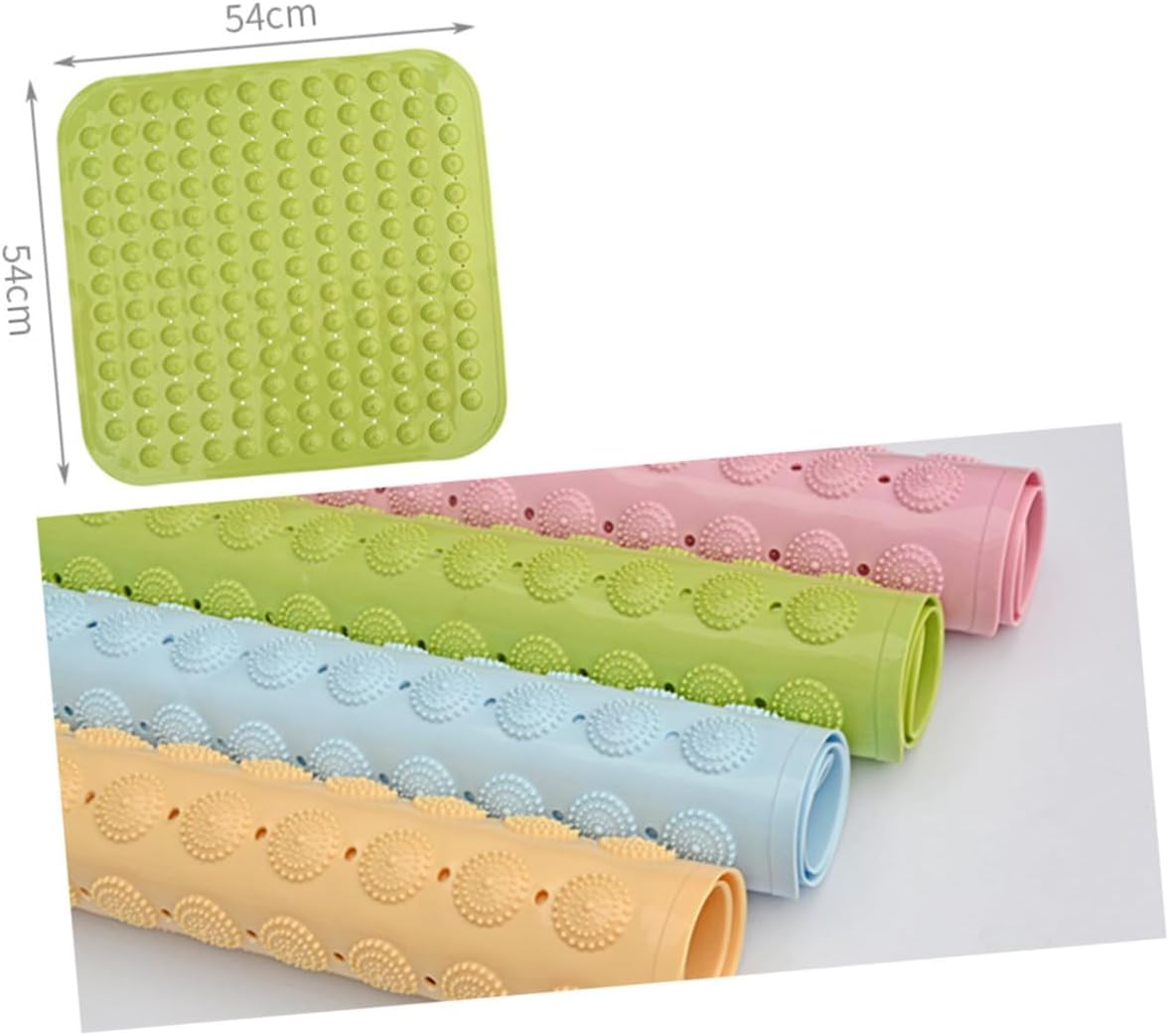 Non-Slip Bath Rug Mat Dots Suction Cups 48x48cm Bath Mat for Shower Pink