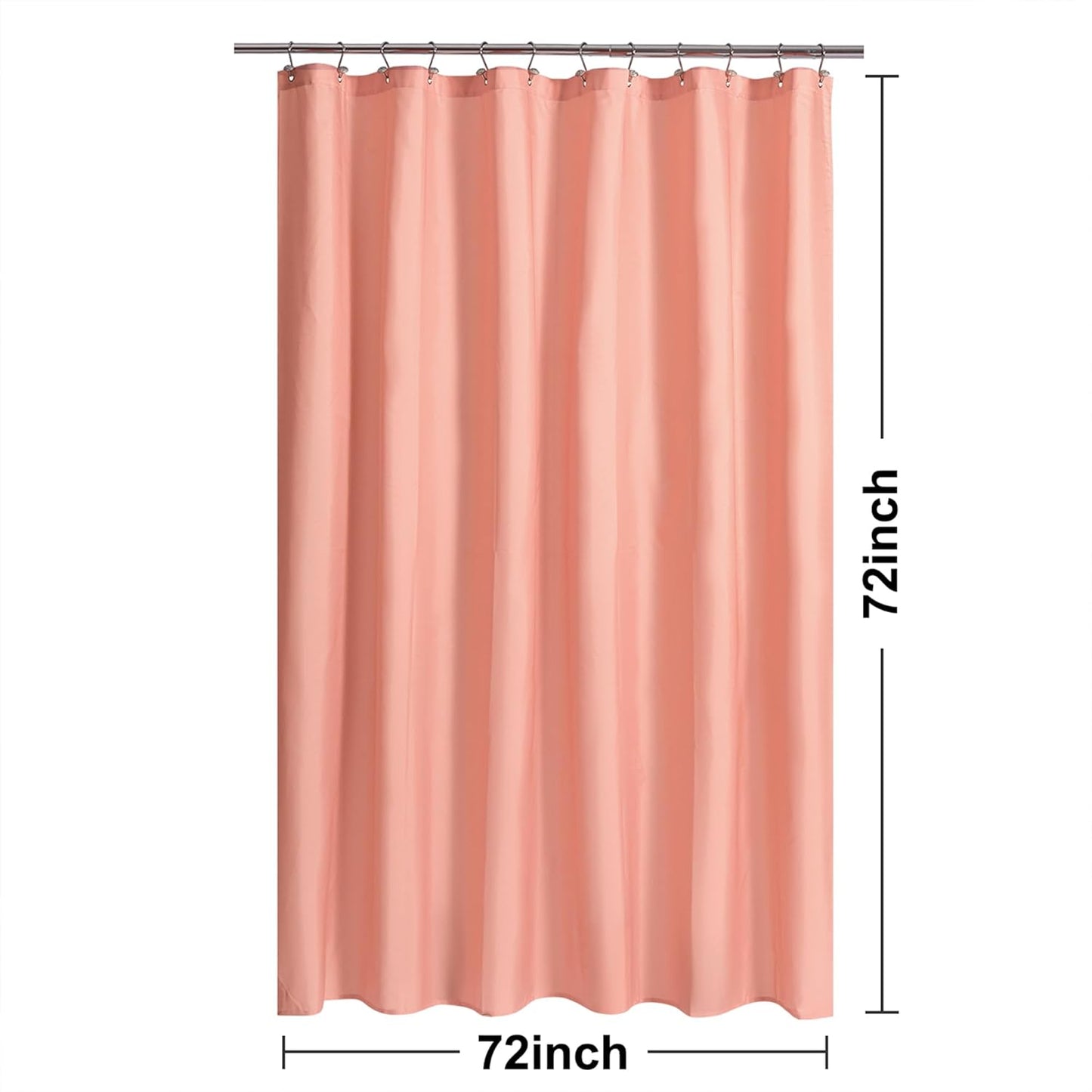 N&Y HOME Fabric Shower Curtain or Liner with Magnets - Hotel Quality, Machine Washable, Water Repellent - Coral, 72x72