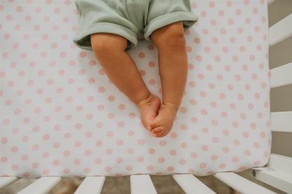 NODNAL CO. 3 Fitted Crib Sheets Pink Set for Baby Girl - 100% Oeko-TEX Cotton Nursery Bedding - Pink/White Chevron, Polka Dot, and Stripe - for Standard Baby or Toddler Crib Mattress 28”x52”x9” Sheet