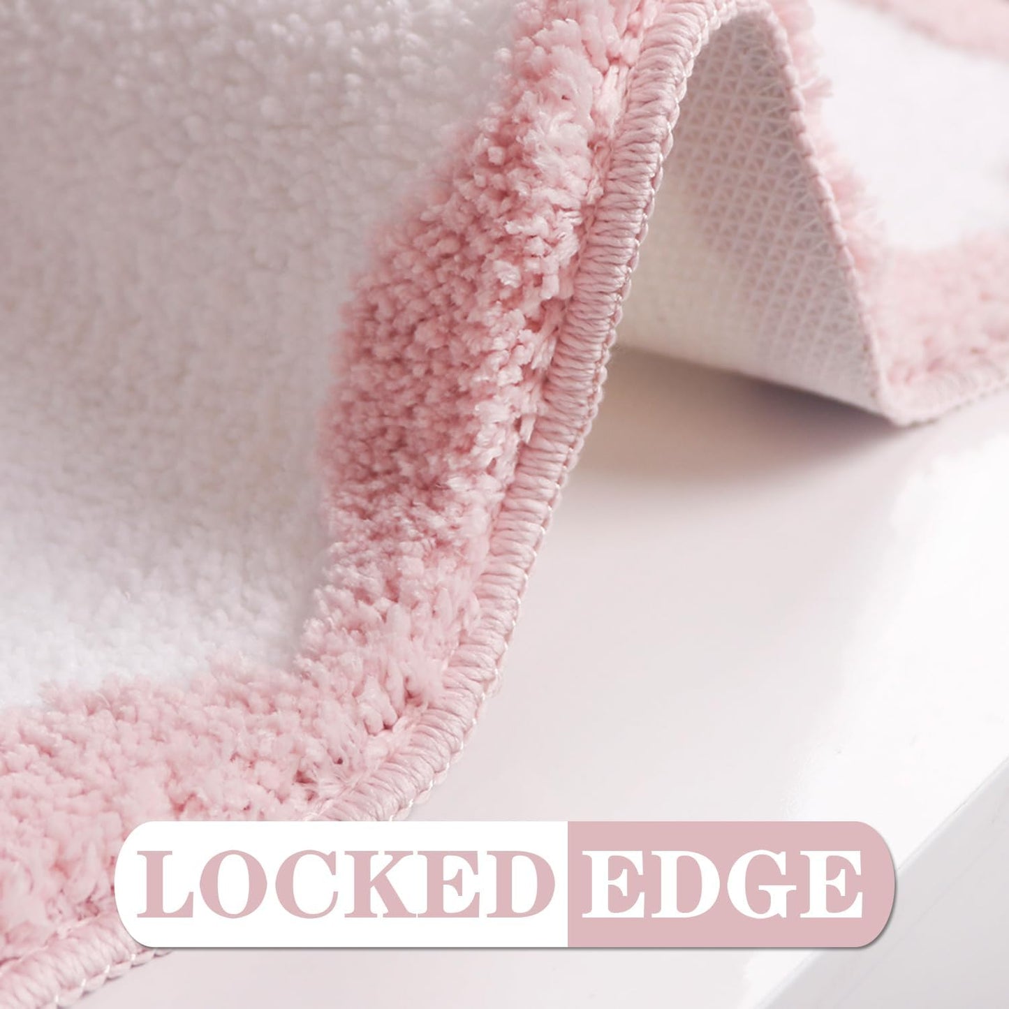 Pink Bow Bath Mat for Bathroom 16"x24", Cute Small Bath Rugs with Scalloped Edges, Soft Microfiber, Non-Slip, Aesthetic Coquette Room Decor for Vanity, Shower, Bedroom, Sink Area