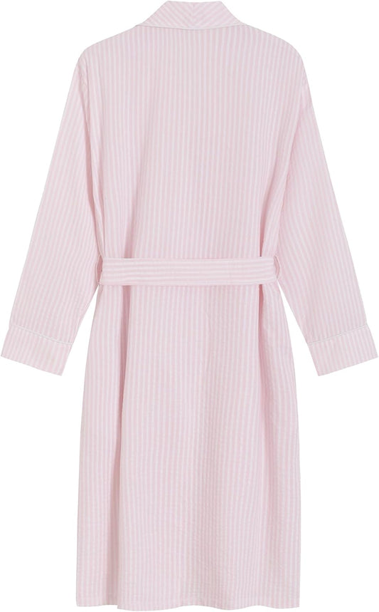 Latuza Women's Petite Robe Seersucker Cotton Bathrobe with Pockets Petite Length