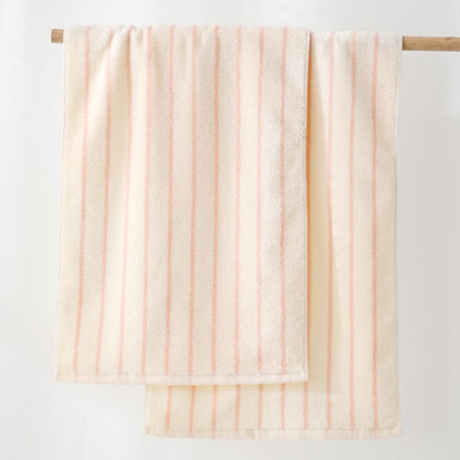 YiLUOMO White and Pink Striped Hand Towels 100% Cotton Set of 2 � Soft, Highly Absorbent and Quick Dry Towels for Bathroom Decor, 13 x 29 Inch