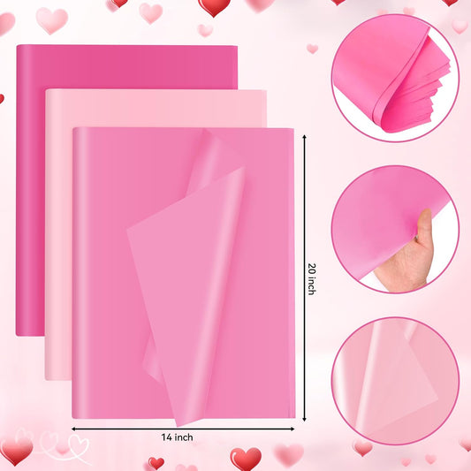 30 Sheets Pink Tissue Paper for Gift Bags, Assorted Pink Tissue Paper Wrap Bulk for Decoration Weddings Birthday DIY Project Valentine's Day Christmas Wrapping Crafts Decor, 14 X 20 Inches
