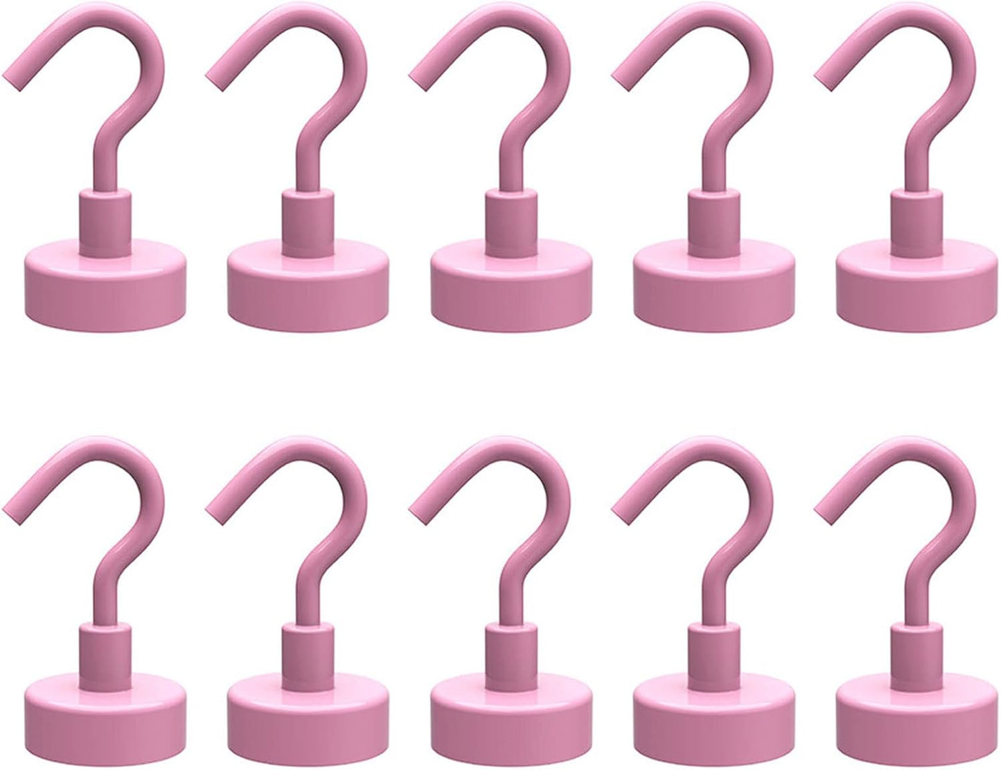 10Pieces Magnetic Utility Hooks Heavy-Duty Magnet-Hooks for Kitchen Classroom Workplace Strong Heavy-Duty Cruise Hook, 3.57CM, Pink