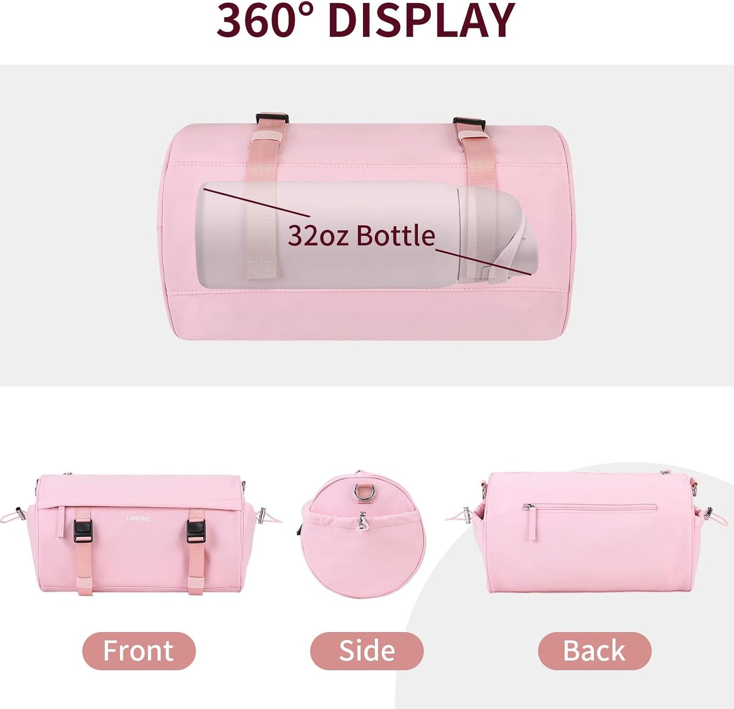 Small Gym Bag for Women Men, 15L Sports Workout Bag with Wet Pocket and Yoga Mat Holder, Lightweight & Water-Resistant Mini Travel Duffle Bag (Pink)