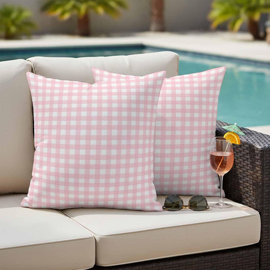 Outdoor Pillow Cover Buffalo Check 2 PCS Waterproof Throw Pillow Covers Pink Plaid Checkered Decorative Pillowcases for Couch Patio Funiture Garden Porch 16 x 16 Inches