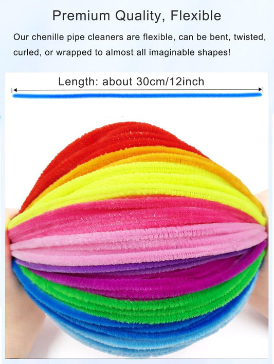 Pink Pipe Cleaners, 200 Pieces Chenille Stems Craft, 12 inch Long Fluffy Pipe Cleaners for Creative DIY Art Craft Projects, Home Decoration Supplies (6 mm x 30 cm, Pink Series-4 Colors)