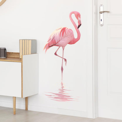 Lifelike Pink Flamingo Bird Wall Decal Nursery Animal Wall Sticker Removable Peel and Stick Wall Art Decor for Kid Baby Classroom Preschool Living Room Playroom Bedroom School