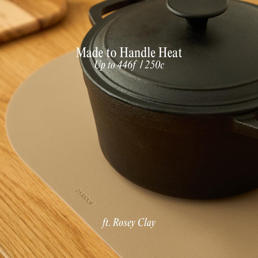 Clay Pink Oval Silicone Placemats Set of 4 – Heat Resistant, Waterproof, Easy to Clean Non-Slip Modern Dining Table Mats – Premium Leather Textured Japandi Kitchen Decor