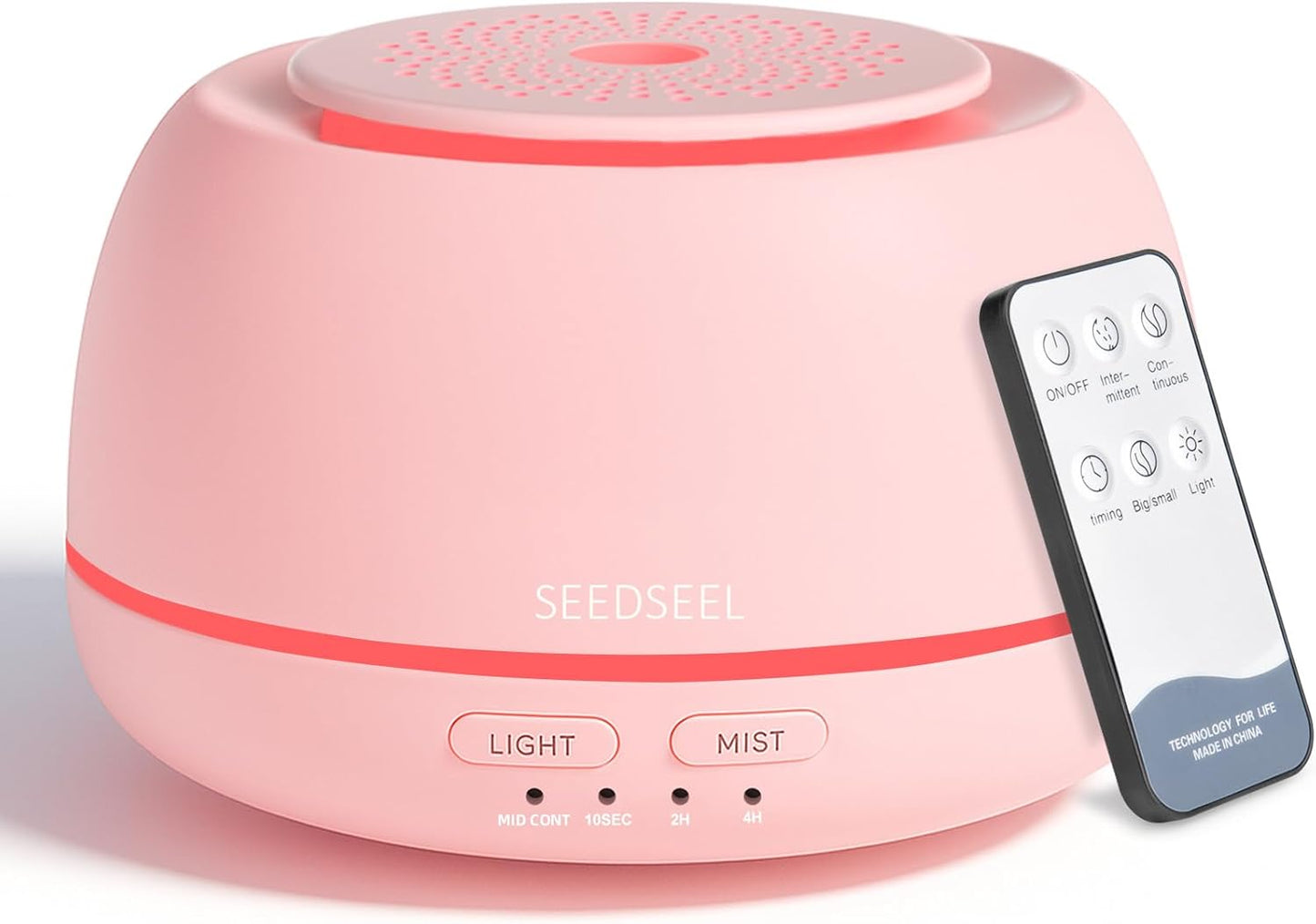 SEEDSEEL 300ML Essential Oil Diffuser with 7 Color LED Light, Remote, 4 Timers, Auto-Off, Ultrasonic Aromatherapy Diffuser for Office, Bedroom, Yoga, Home