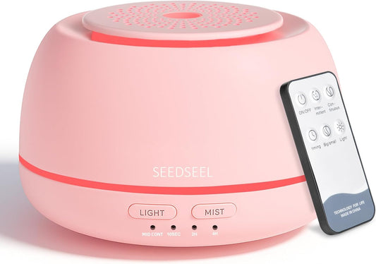 SEEDSEEL 300ML Essential Oil Diffuser with 7 Color LED Light, Remote, 4 Timers, Auto-Off, Ultrasonic Aromatherapy Diffuser for Office, Bedroom, Yoga, Home