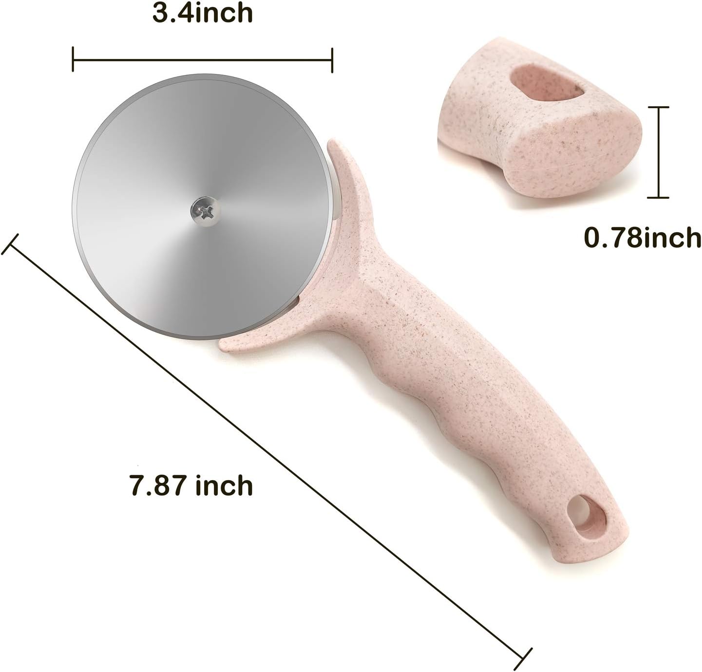 Pizza Cutter Wheel, Stainless Steel Pizza Cutter with Cover, Super Sharp Pizza Slicer-Dishwasher safe,Smooth Rotating Pizza Wheel Safe with Healthy Material (Pink）