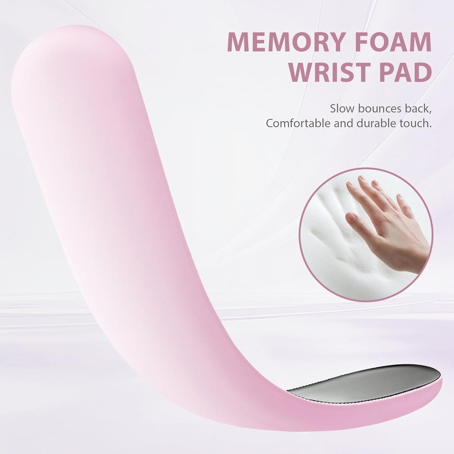 Ospelelf Wrist Rest for Keyboard and Mouse Ergonomic Mouse Pad with Wrist Support Memory Foam Wrist Rest for Computer Keyboard,3-in-1 Gel Mouse and Keyboard Pad for Office Pink