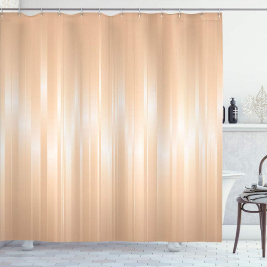 Ambesonne Abstract Art Shower Curtain, Vertical Color Bands Stripes Lines Vintage Dramatic Digital Illustration, Cloth Fabric Bathroom Decor Set with Hooks, 69" W x 84" L, Peach