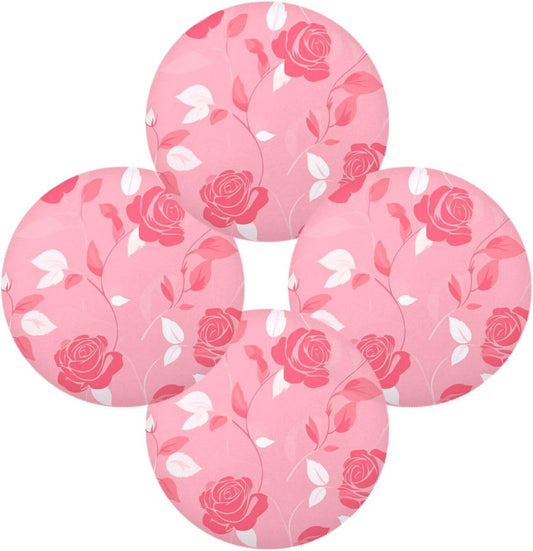 Floral Pattern Rose Peach table placemat round reusable placemat for dinner table water proof placemats set of 6 15.4x15.4in
