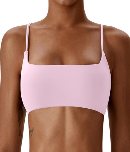 Comper Women's Sports Bras Wirefree Racerback Workout Bras Sexy Thin Straps Yoga Sport Bras with Removable Pads