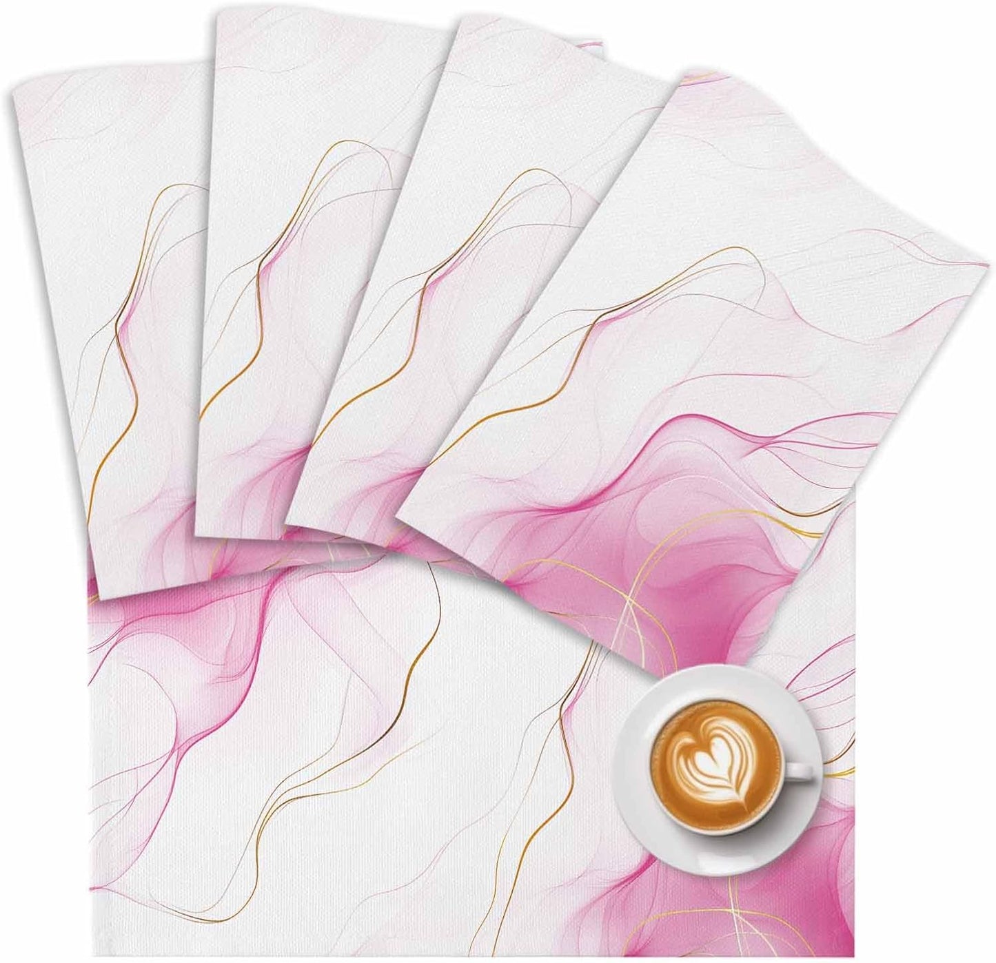 Placemat Set of 6 Pink Water Ripple Dining Table Placemats Marble Modern Art Heat Resistant Washable Table Mats Non Slip Kitchen Placemats for Dining Room Home Decor