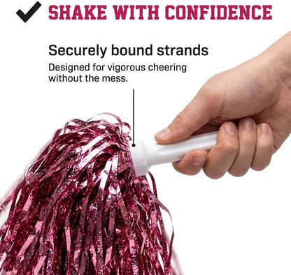 Anderson's Metallic Pink Foil Textured School Spirit Shakers, Cheerleader Pom Poms, Football, Basketball, Homecoming, Squad, Team, Party, Dance, Club, Performance, Fan Celebration Pack of 10
