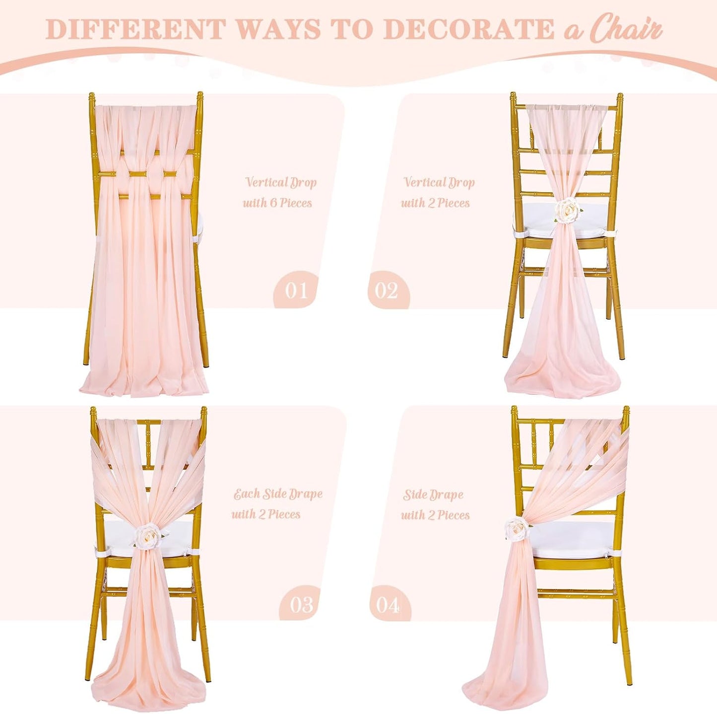 10 Feet Chiffon Table Runner Light Peach 10 Packs 14x120 Inches Chiffon Table Fabric for Spring Wedding Ceremony Baby Shower Party Table Decoration